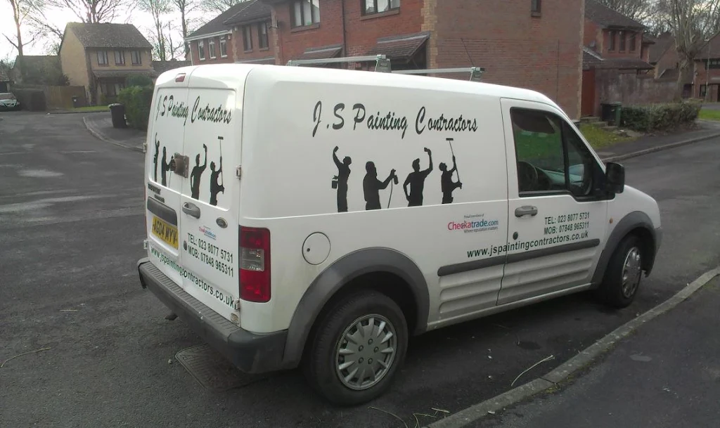 J.S Painting Contractors liveried van on site in Southampton
